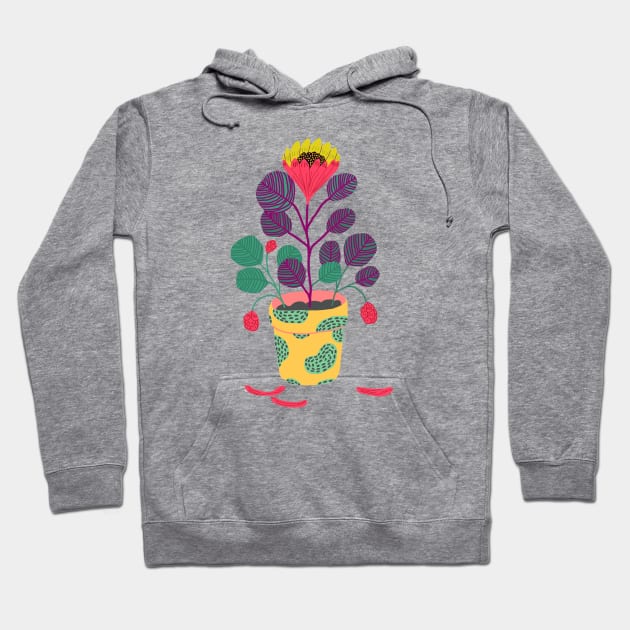 Plant with pink flower Hoodie by ezrawsmith